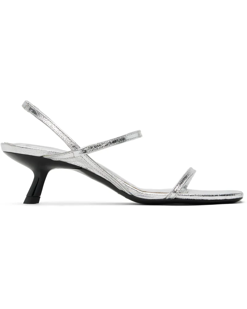 Anine Bing Silver Hilda Heeled Sandals Ivory