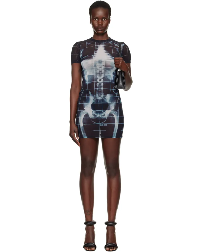 Jean Paul Gaultier Black & Blue 'The Squeletor' Minidress 005956