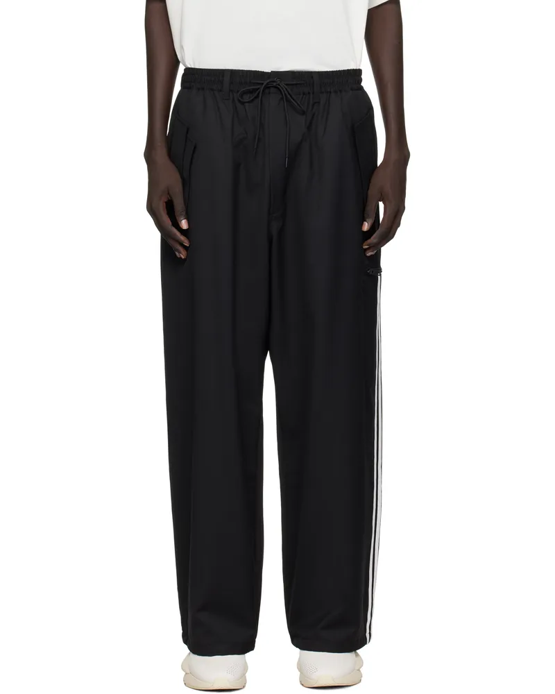 Y-3 Black Refined Wool Straight Leg Track Pants Black
