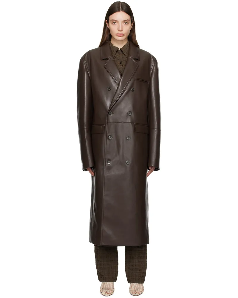 Nanushka Brown Sverre Leather Coat Coffee