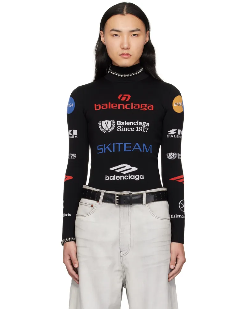 Balenciaga Black Ski Long Sleeve Fitted Turtleneck Black
