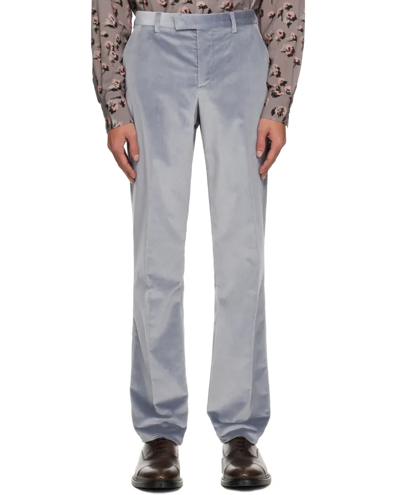 Paul Smith Blue Slim-Fit Velvet Trousers 40b