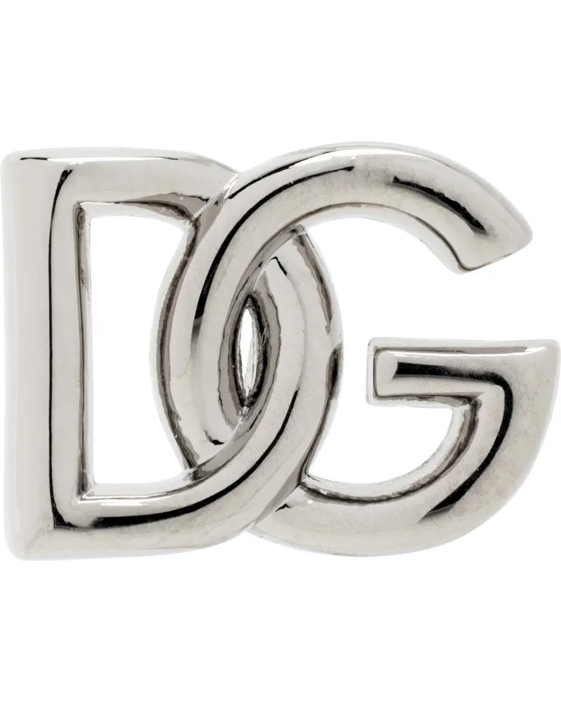 Dolce & Gabbana Silver 'DG' Logo Single Earring Argento