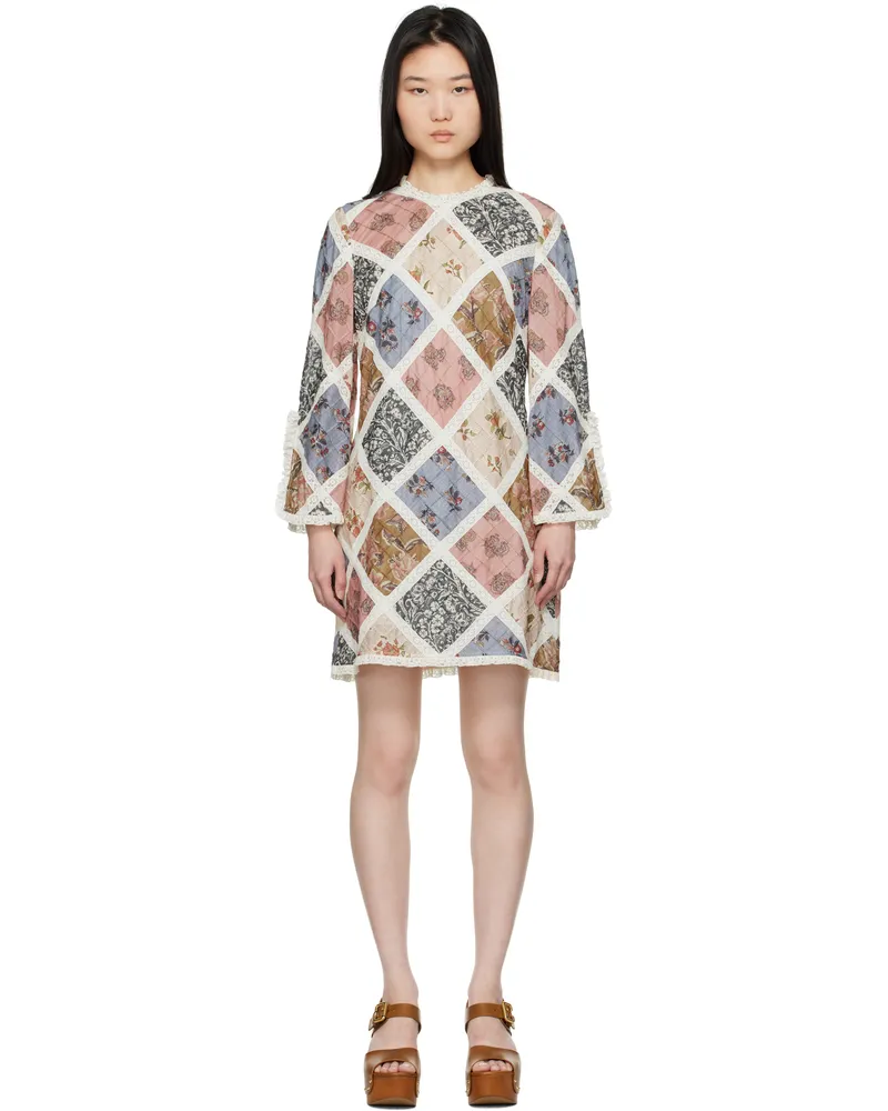Zimmermann Multicolor Tallow Lace Trim Minidress Spli