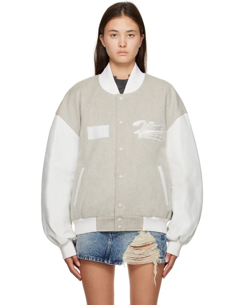 VTMNTS White Appliqué Bomber Jacket White