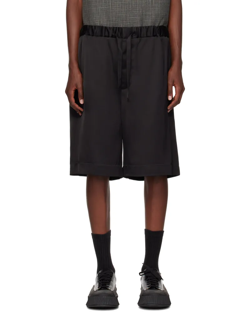 Jil Sander Black Drawstring Shorts 001