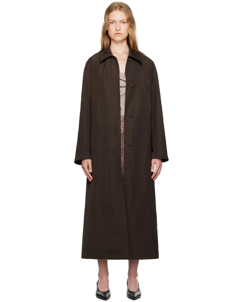 Dries van Noten Brown Spread Collar Coat 704