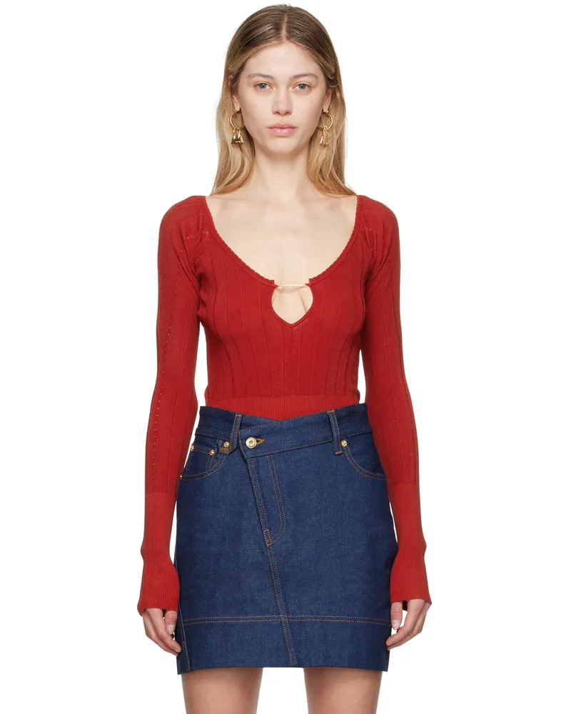 Jacquemus Red Les Sculptures 'Le haut Pralù' Sweater 480