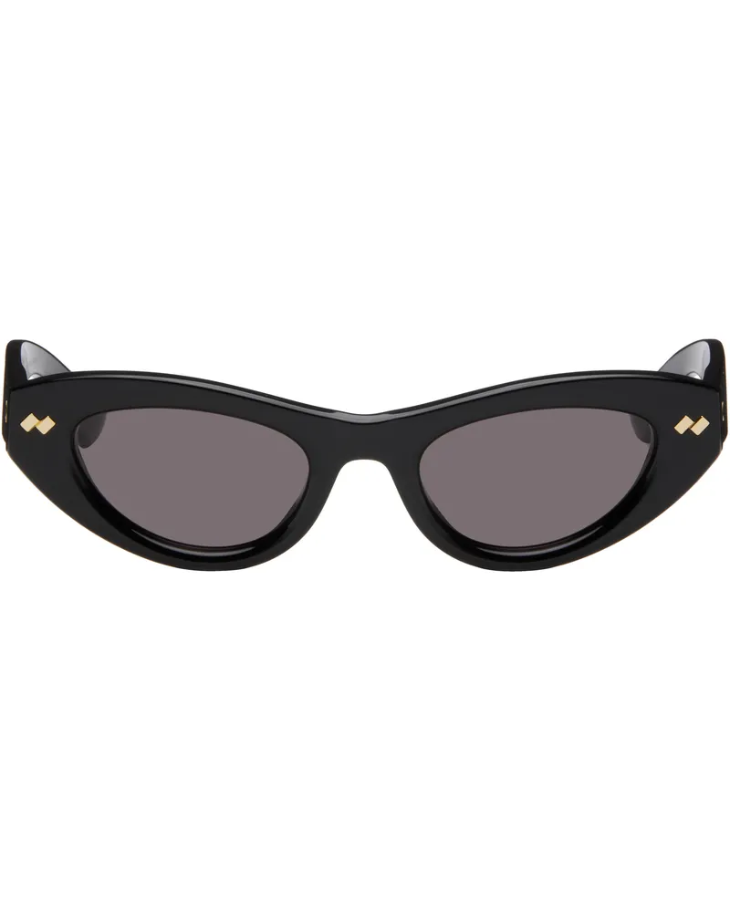 Bottega Veneta Black Bold Ribbon Stud Cat Eye Sunglasses 001