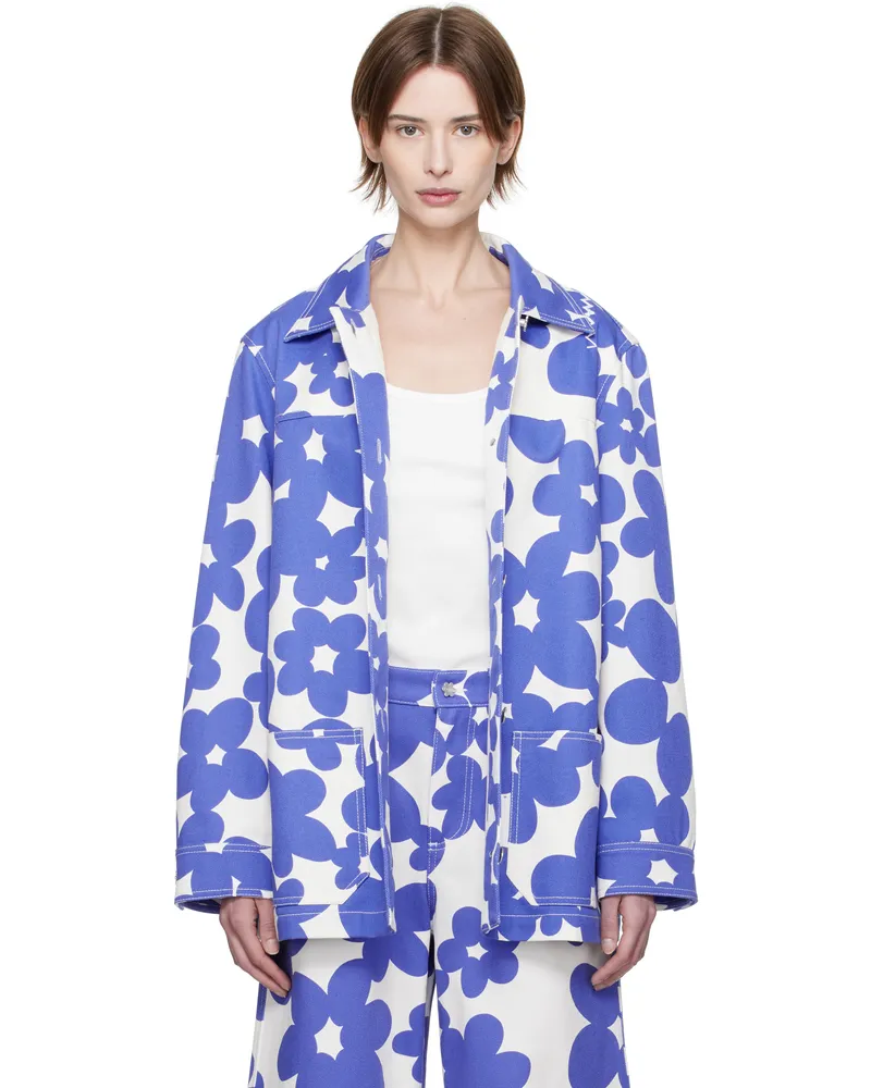 Marni Blue & White Dillies Print Jacket Dib26