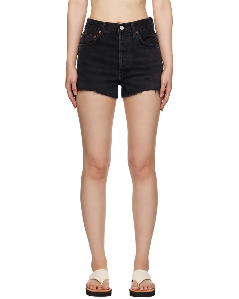 AGOLDE Black Mila Denim Shorts Slow