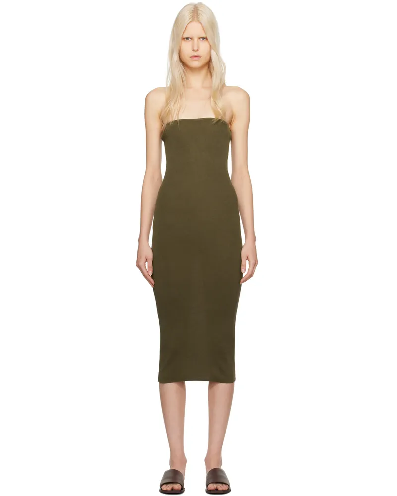 St. Agni Khaki 90s Midi Dress Kelp