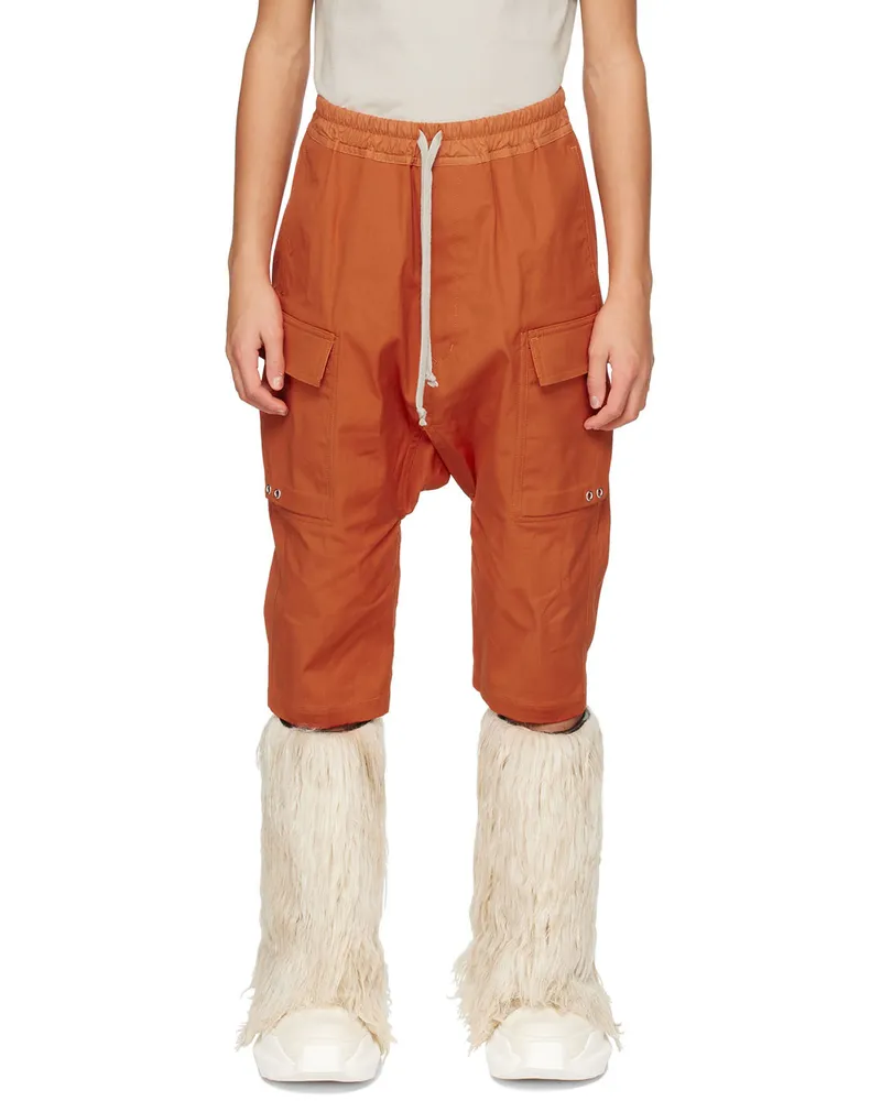 Rick Owens Kids Orange Pods Long Cargo Shorts 53