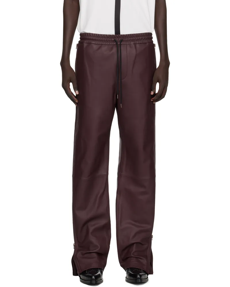 Acne Studios Burgundy Regular Fit Leather Pants 479