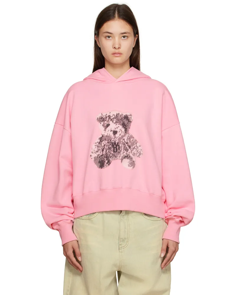WE 11 DONE Pink Pixel Teddy Hoodie Light
