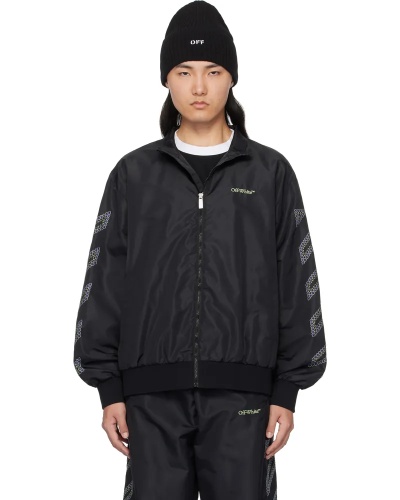 OFF-WHITE Black Diag Outl Nylon Faille Track Jacket Black-para