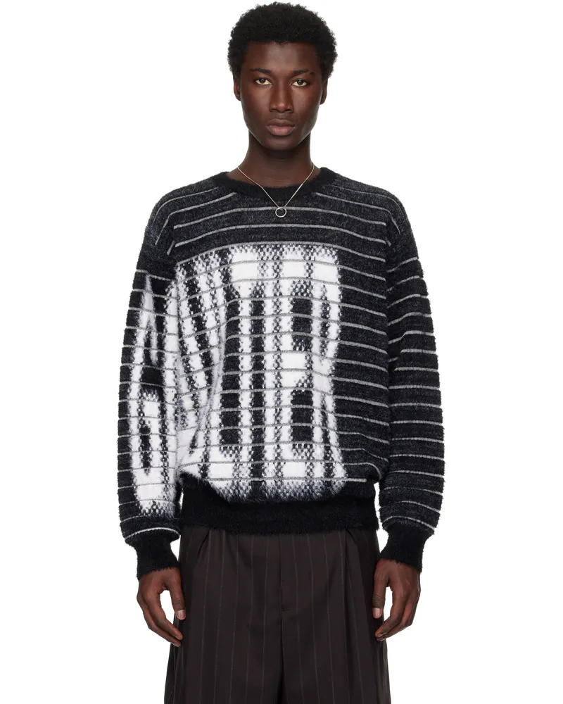 Jean Paul Gaultier Black & White Jacquard 'Gaultier' Sweater 0001-black