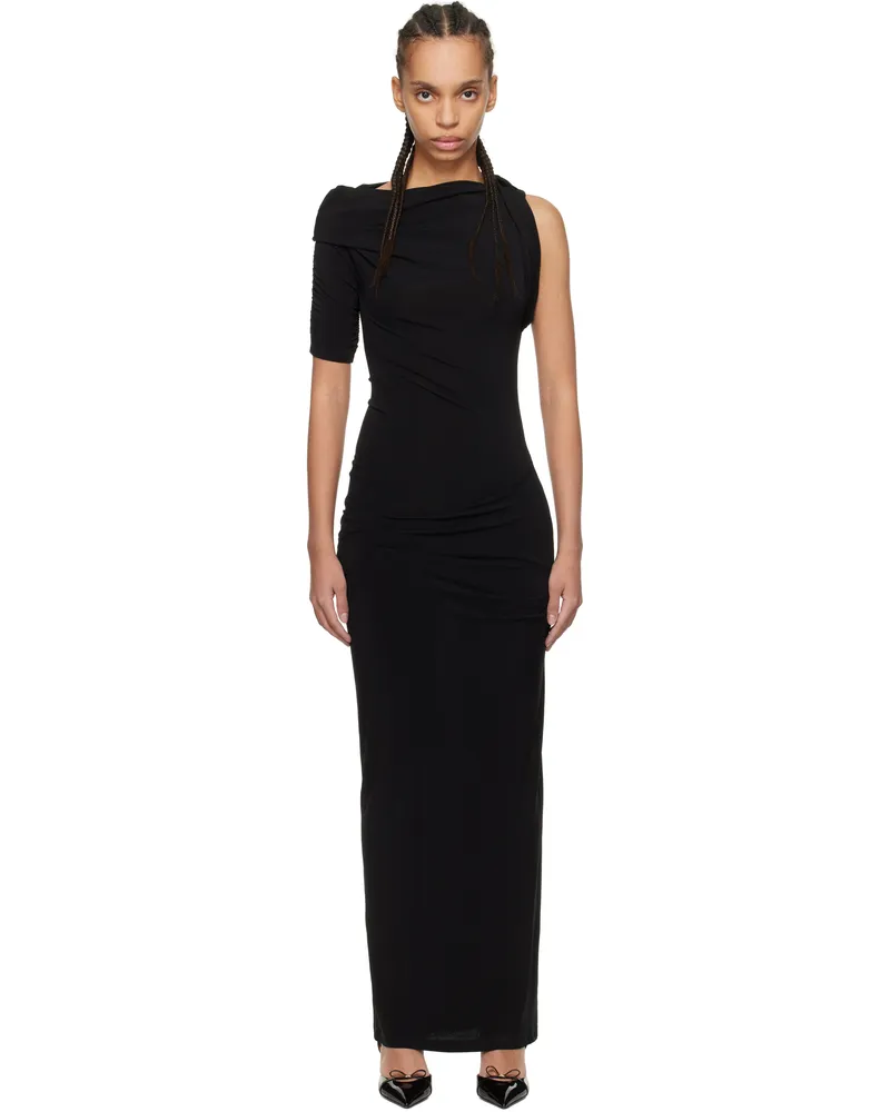 Jacquemus Black 'The Drapeado' Midi Dress 990