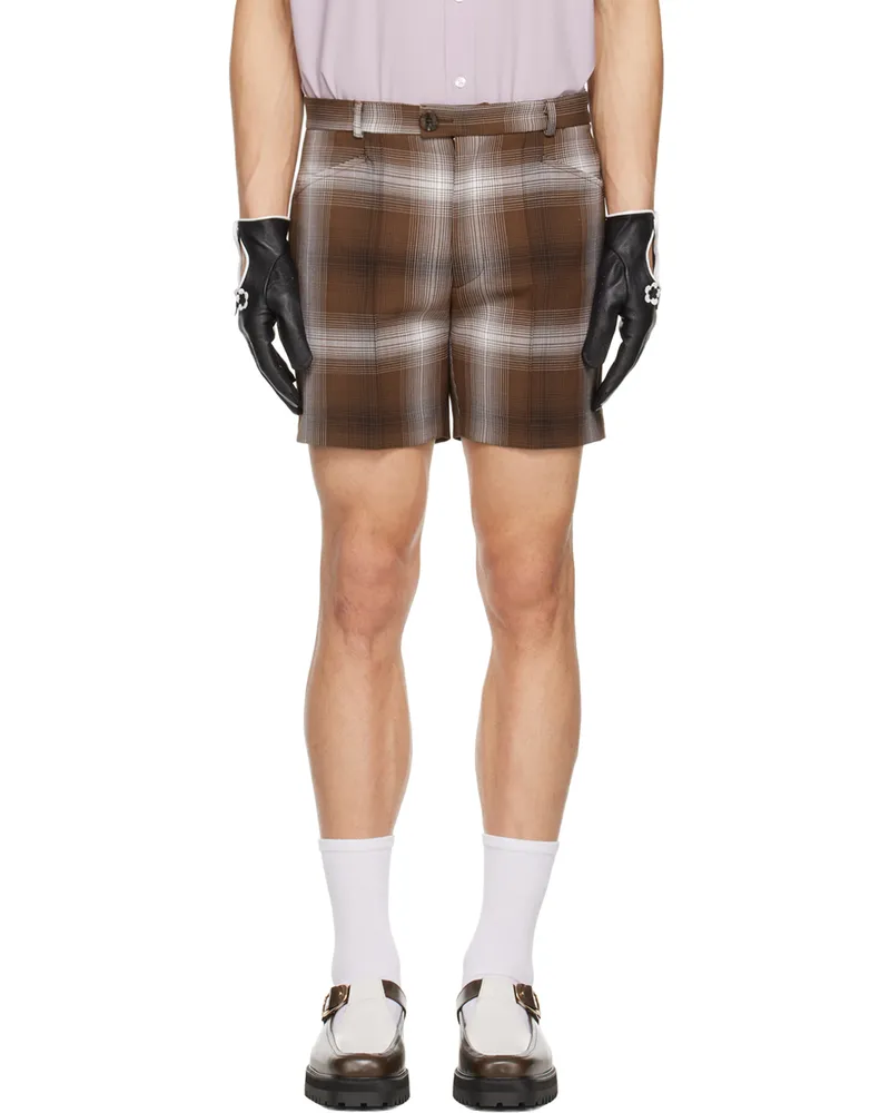 Ernest W. Baker Brown Check Shorts Brown