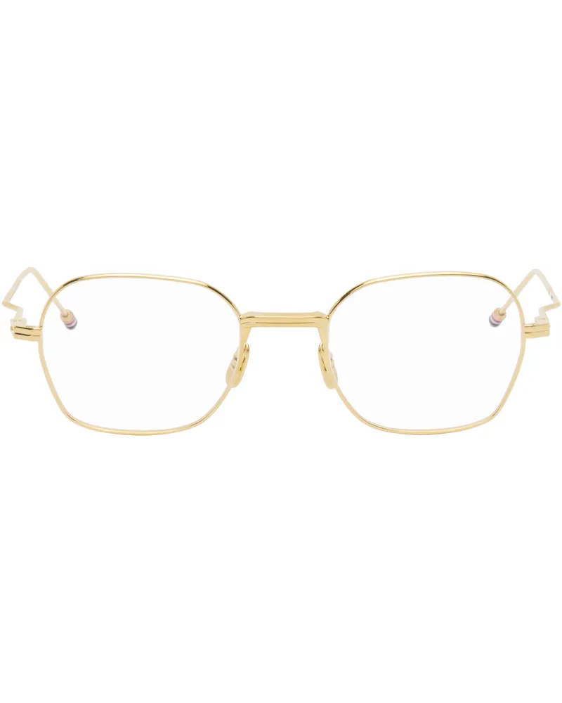 Thom Browne Gold Rectangular Glasses 712