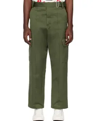 Kenzo Green Belted Cargo Pants Dark