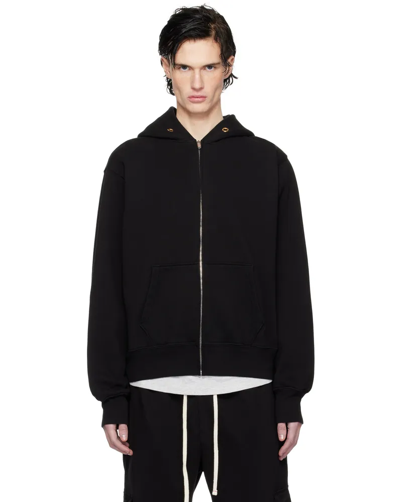 LES TIEN Black Heavyweight Zip Hoodie Jet