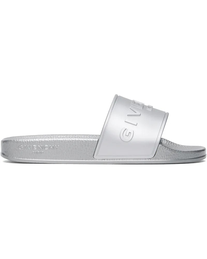 Givenchy Silver Slide Flat Sandals 040-silvery