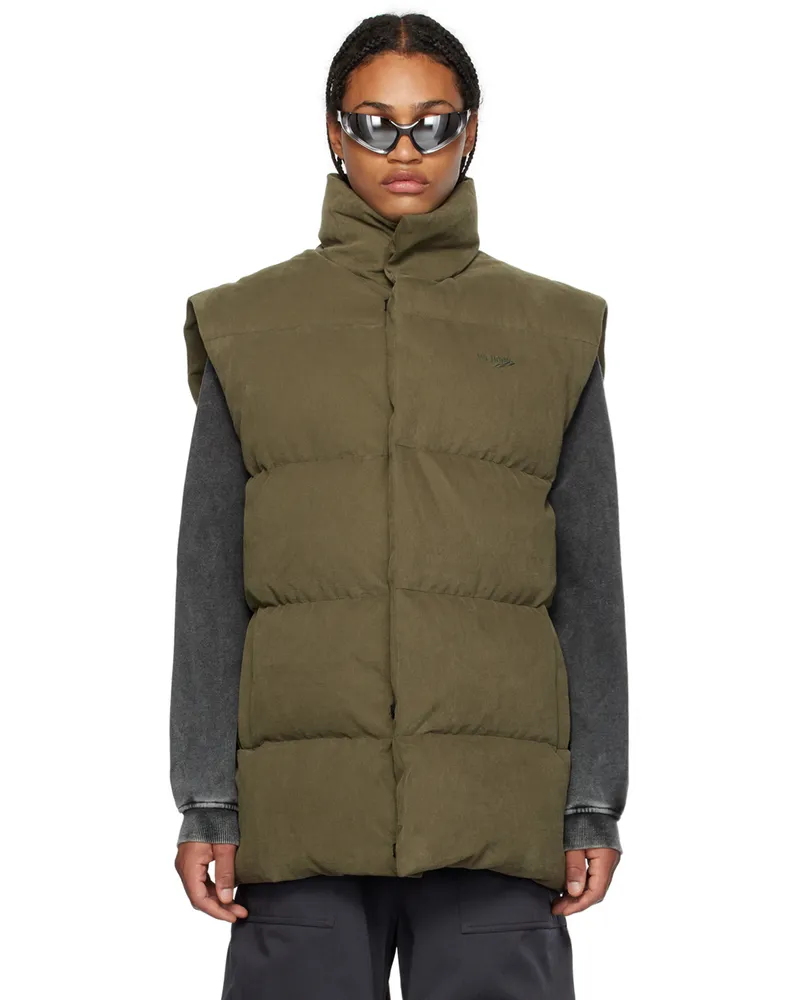 WE 11 DONE Khaki Quilted Down Vest Khaki