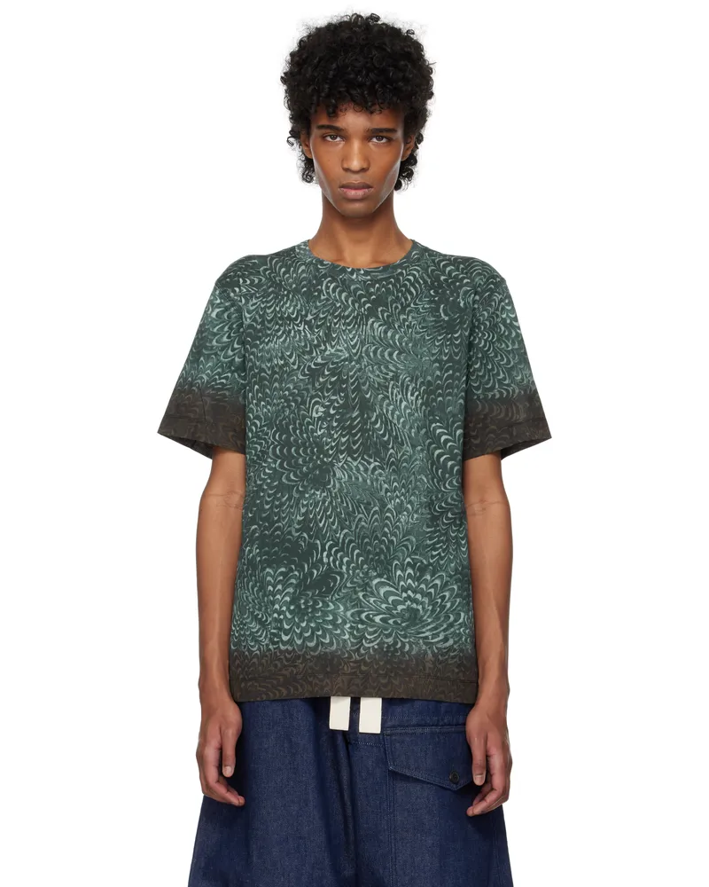 Dries van Noten Blue Printed Cotton T-shirt 508