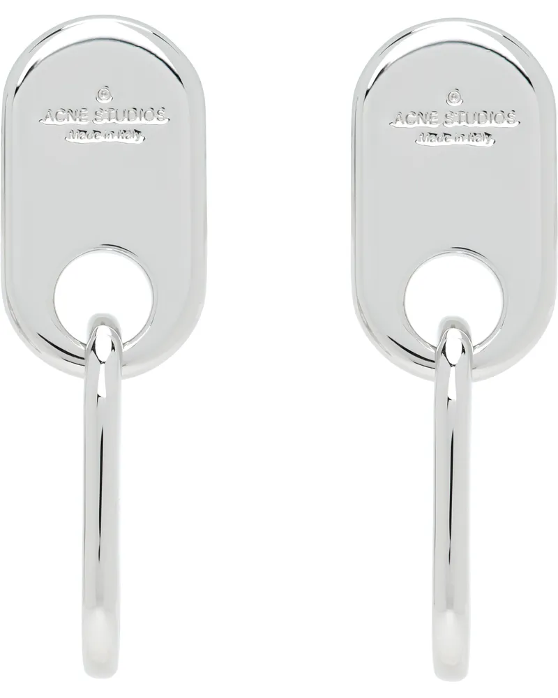 Acne Studios Silver Chain Lock Earrings Aae