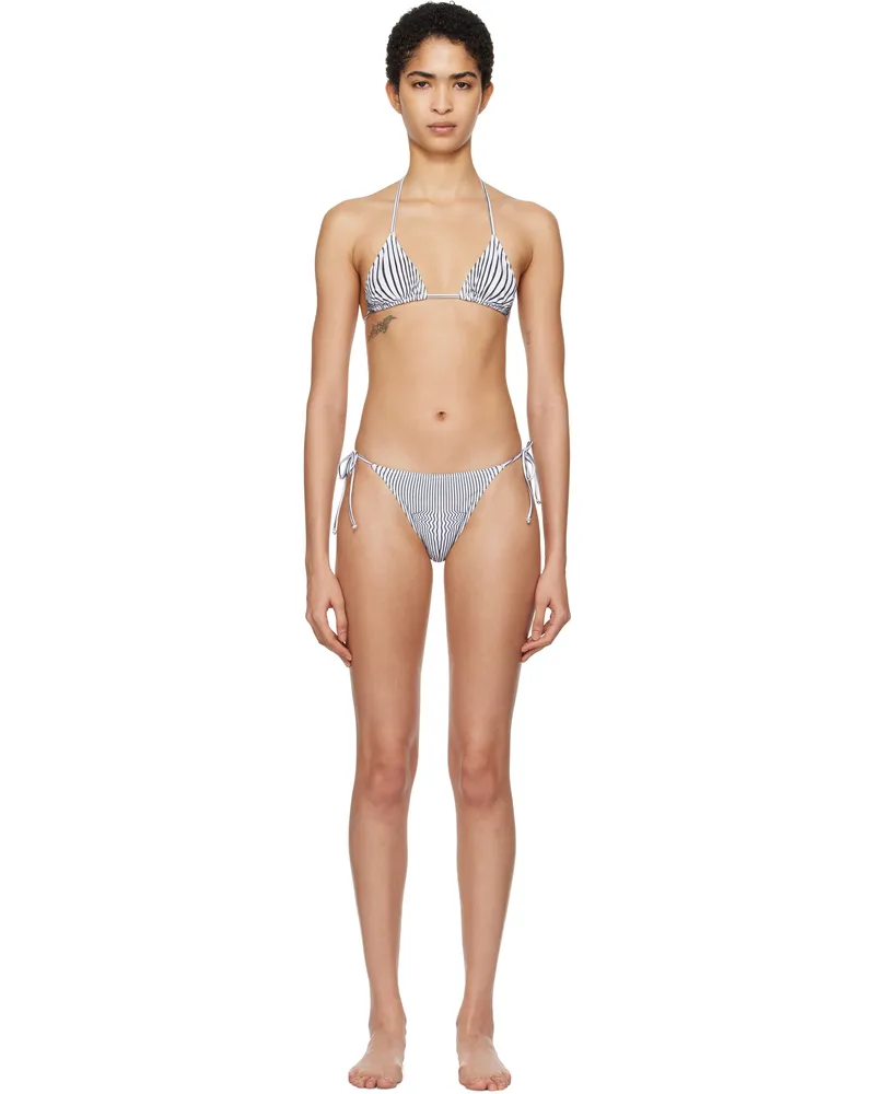 Jean Paul Gaultier Black & White 'The Pinstripe Body Morphing' Bikini 0100