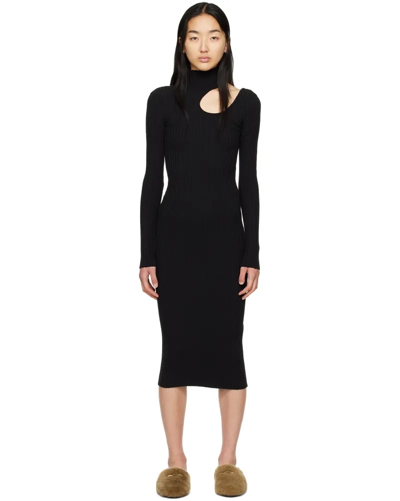 Anine Bing Black Victoria Midi Dress Black
