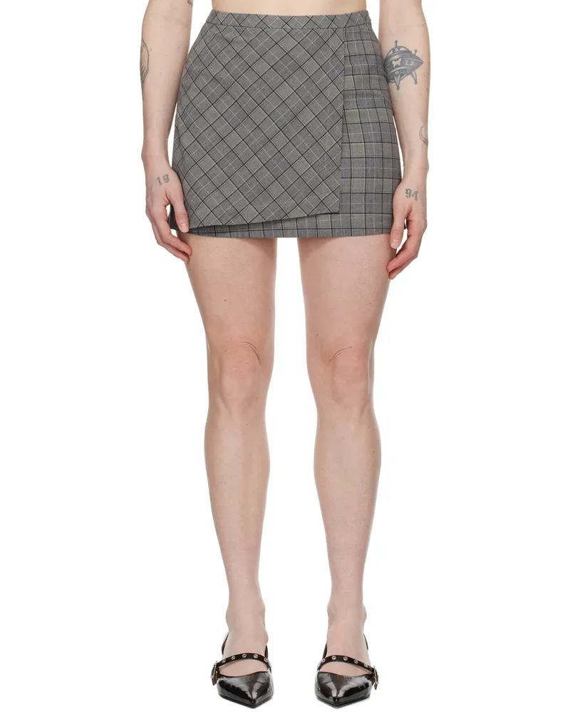 Ganni Gray Check Miniskirt 523