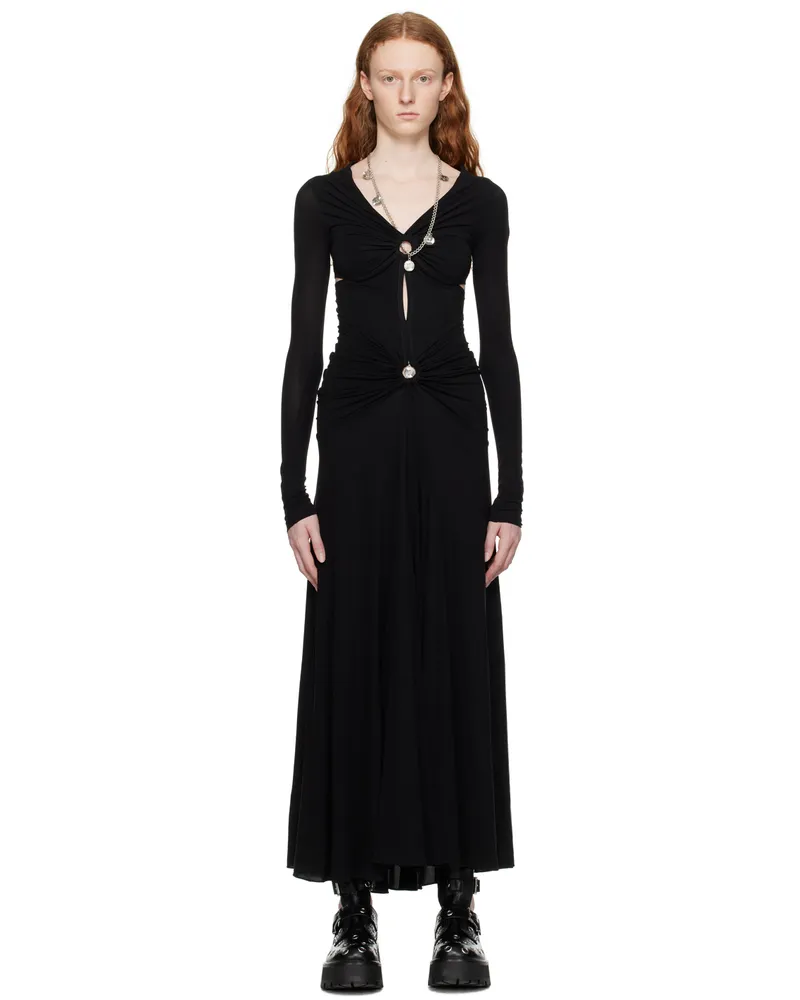 Paco Rabanne Black O-Ring Maxi Dress P001