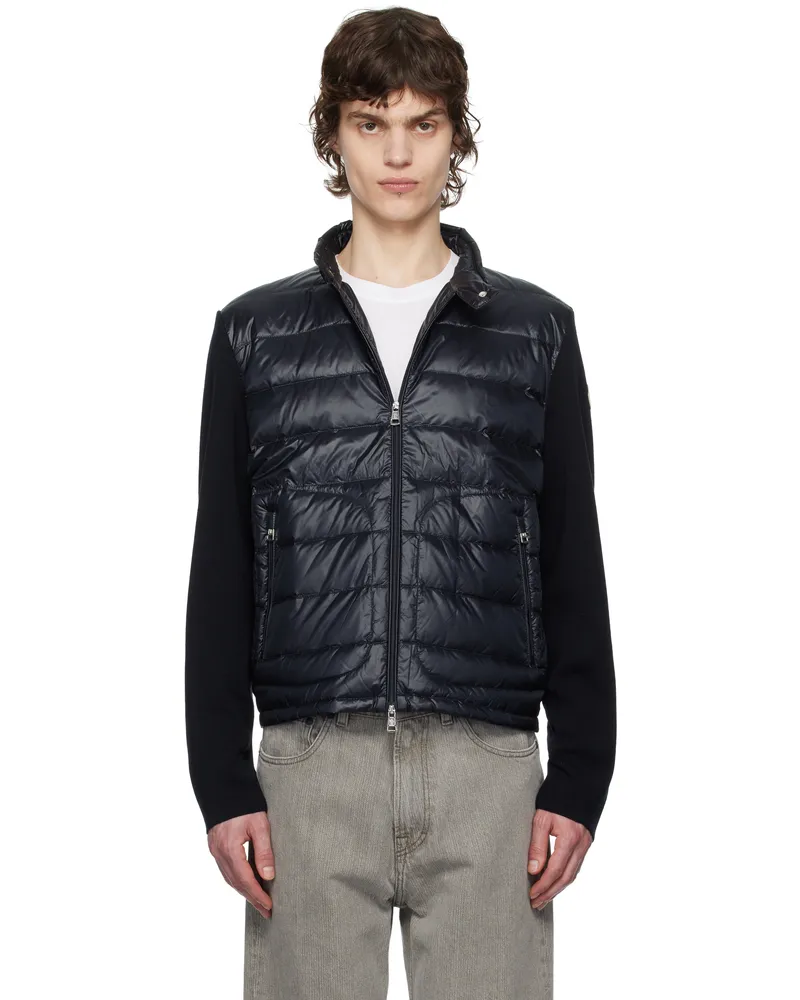 Moncler Navy Padded Wool Zip-Up Down Jacket 776