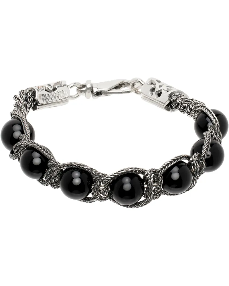 Emanuele Bicocchi Black & Silver Beads Bracelet Silver