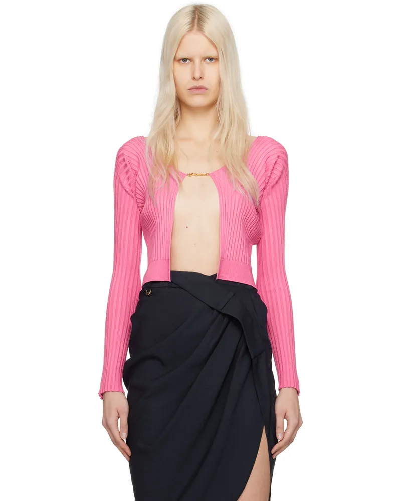 Jacquemus Pink Le Raphia 'La Maille Pralu Longue' Cardigan 434