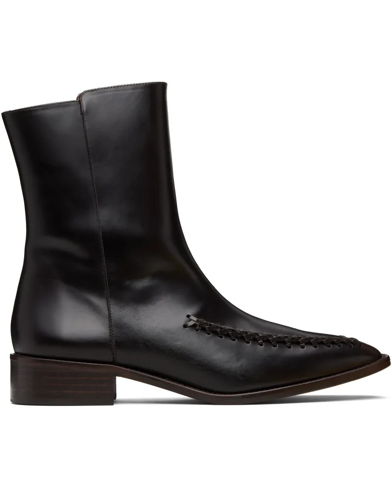 HEREU Brown Metla Polished Boots Ebony