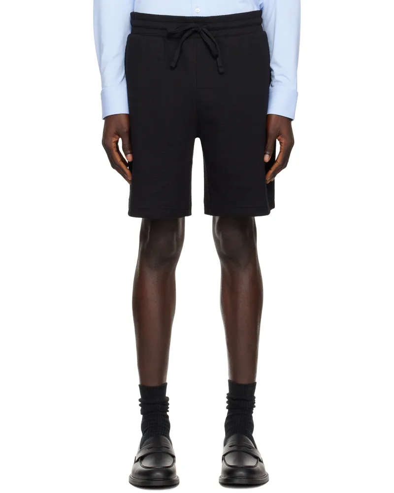 HUGO BOSS Black Cotton-Blend Shorts 001-black
