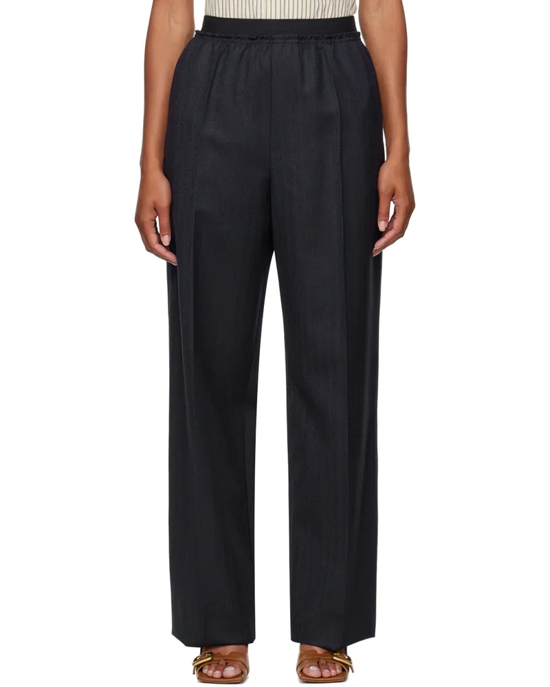 Bottega Veneta Navy Gathered Trousers 1155