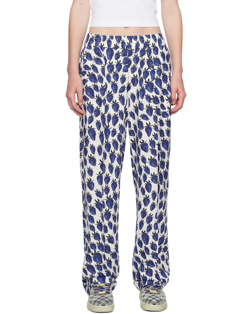 Burberry White & Blue Strawberry Trousers Knight