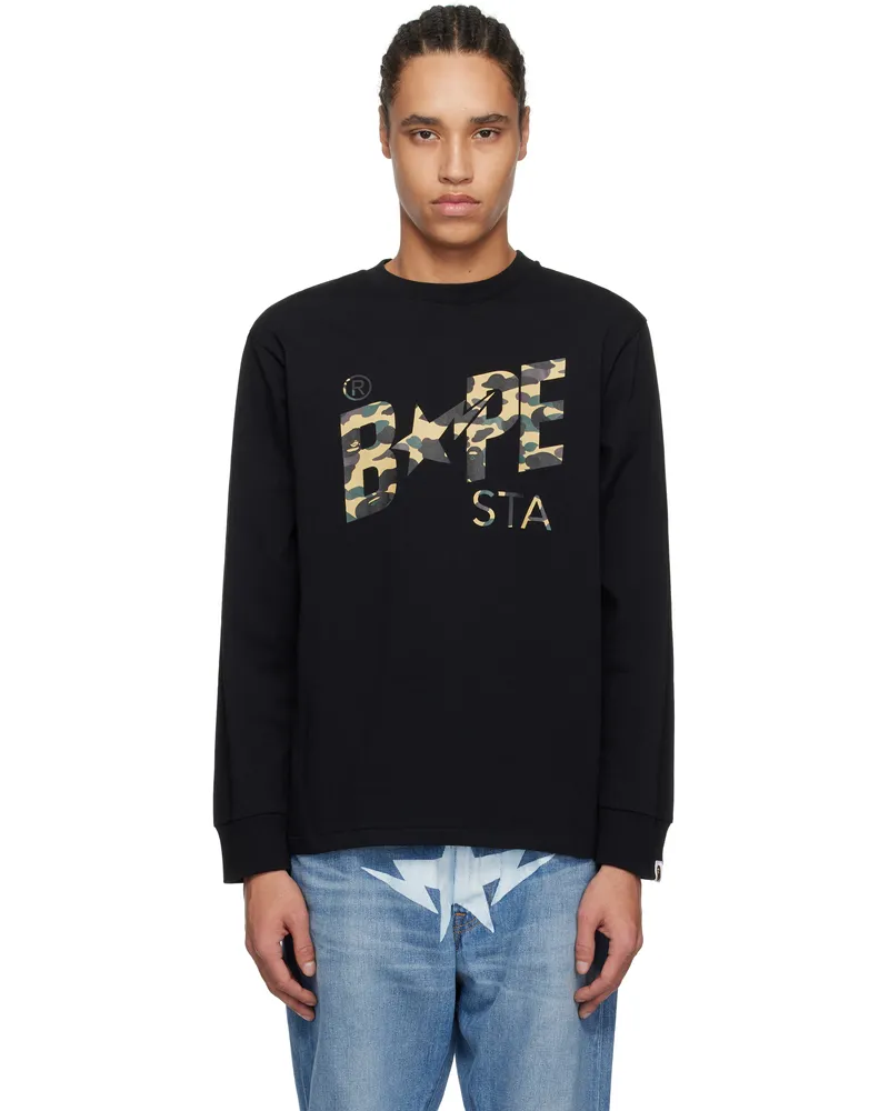 BAPE Black 1st Camo 'Bape STA' LS T-shirt Bkd