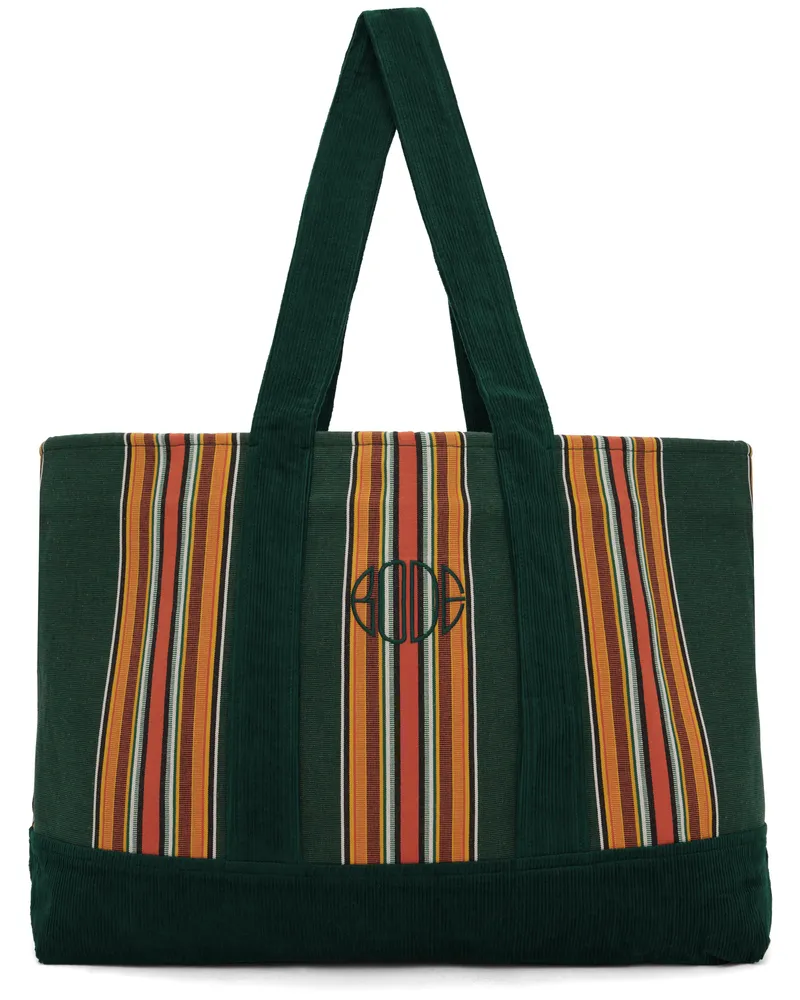BODE Green Parakeet Stripe Tote Grmlt