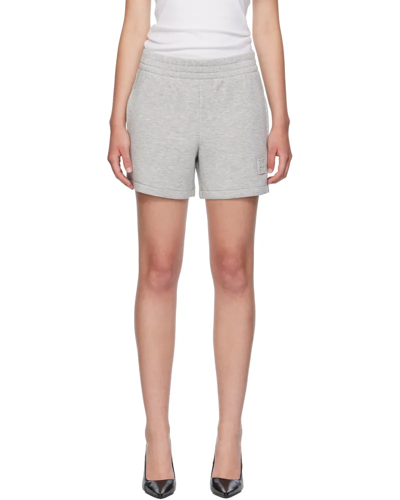 Anine Bing Gray Kam Framed Monogram Shorts Grey