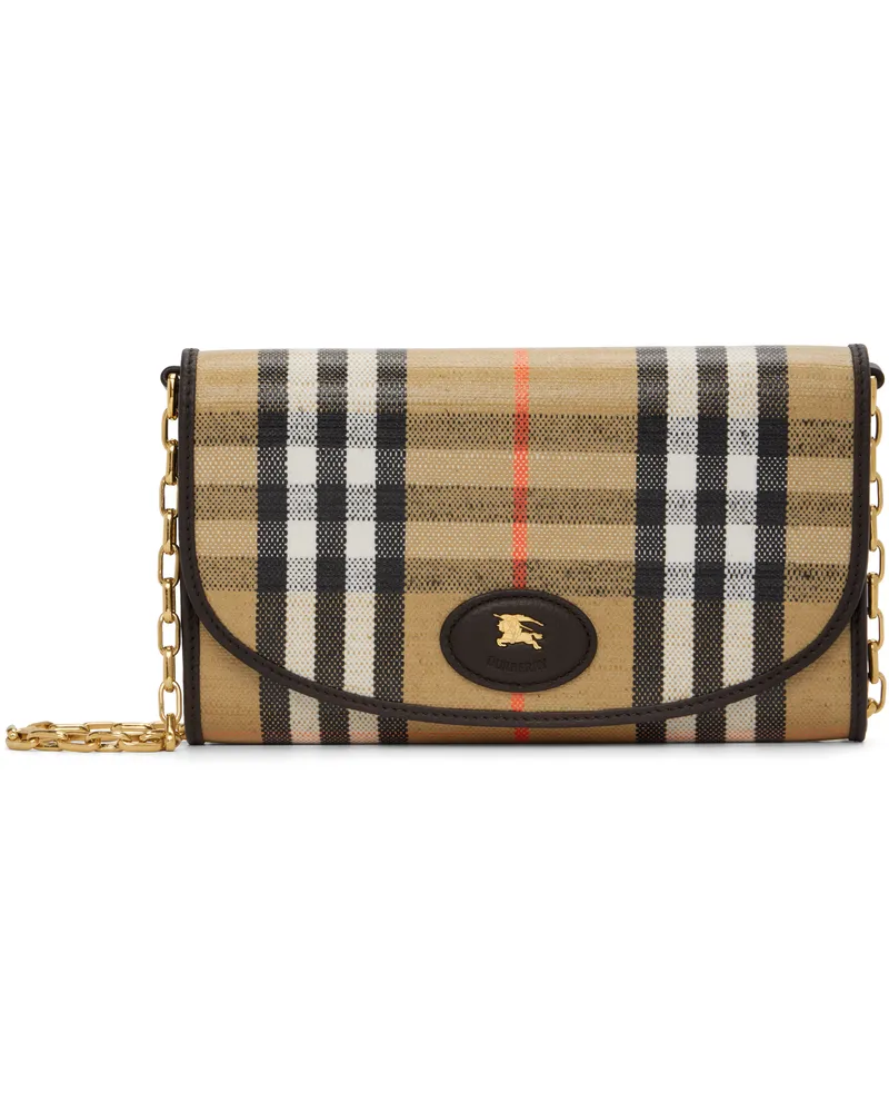 Burberry Beige Highlands Chain Strap Wallet Sand