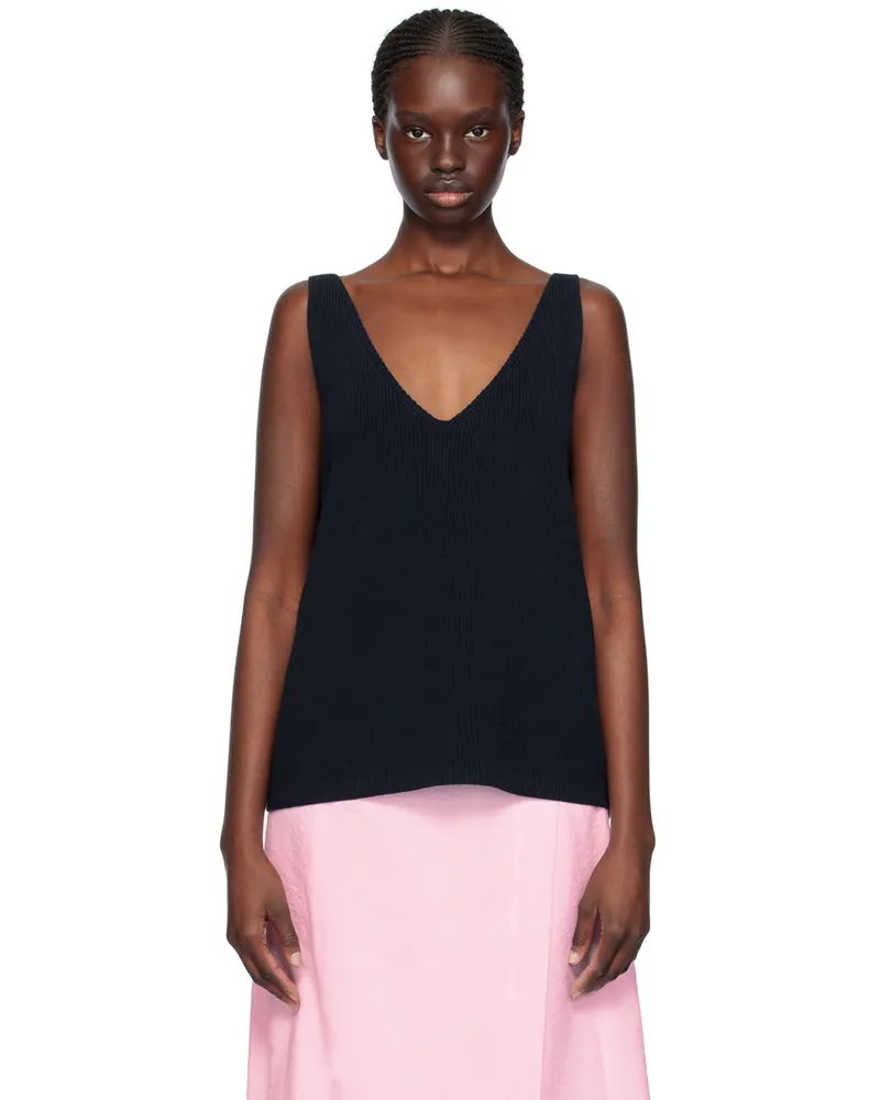 Studio Nicholson Navy Bara Tank Top Darkest
