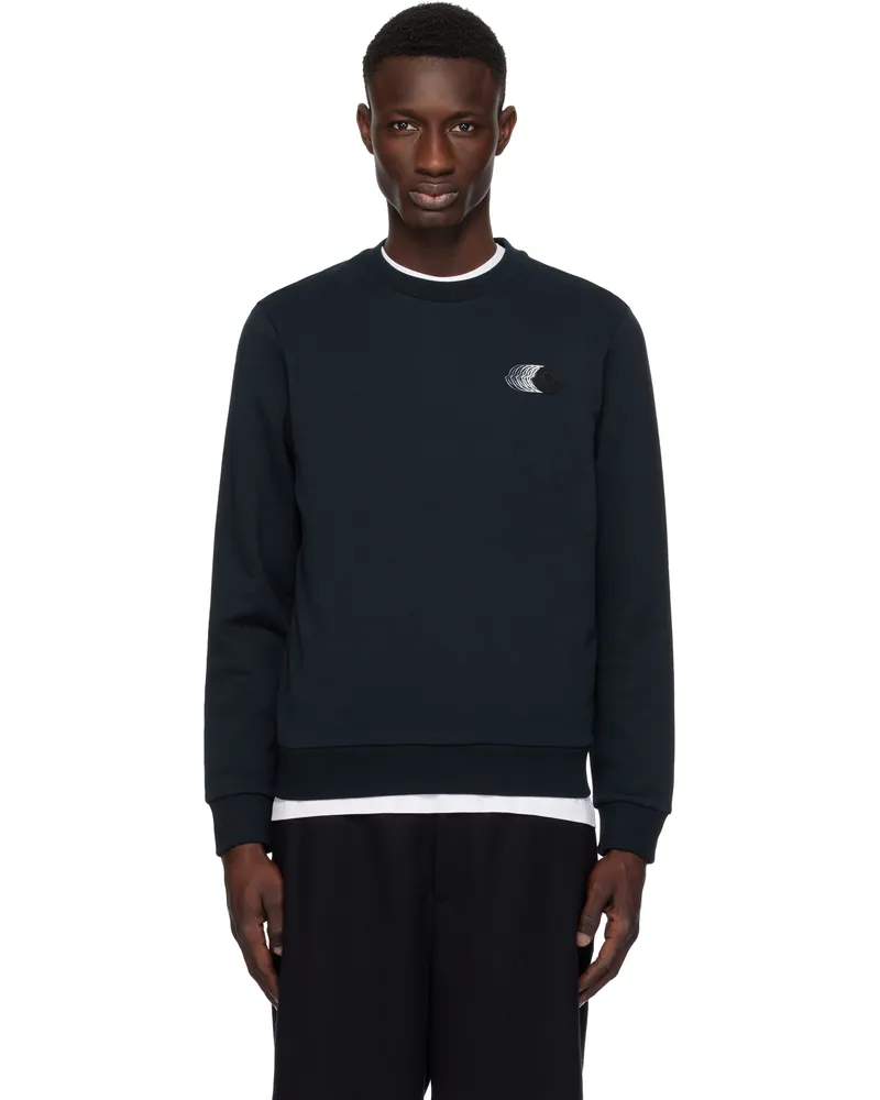 Moncler Navy Faded Logo Motif Cotton Sweatshirt 742