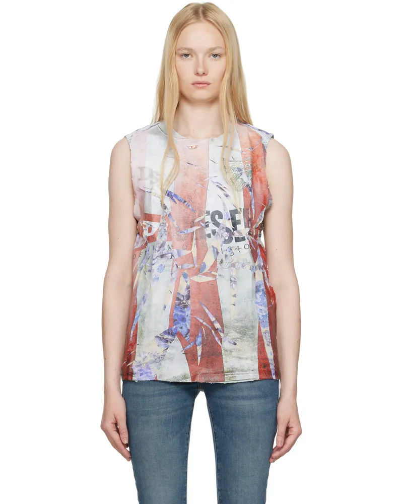 Diesel Red & White T-Per-Stripe Tank Top 42aa