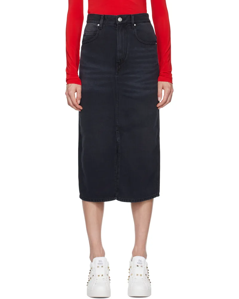 Isabel Marant Gray Tilauria Denim Midi Skirt 02fk
