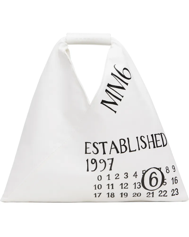 Maison Margiela White Jersey 'Established Print' Mini Tote T1003